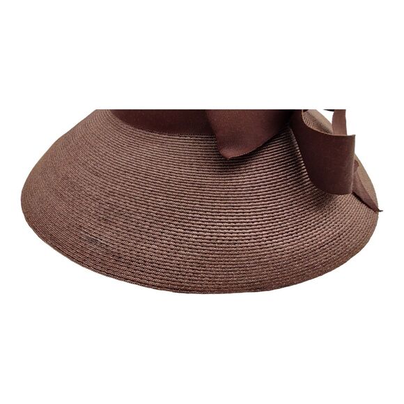 Vintage Union Made Harzfeld's Kansas City Brown Summer Straw Hat Vacation Church - Picture 11 of 16